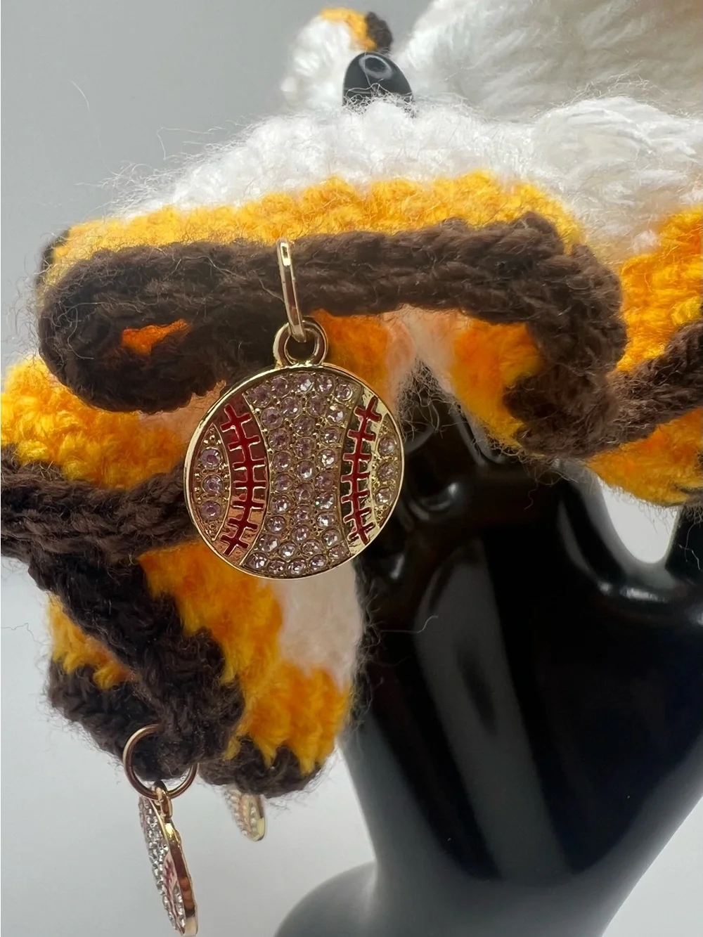 Padres Baseball Fan Scrunchie with Charm Accents